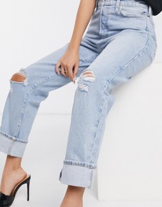 Светло-синие джинсы прямого кроя с завышенной талией River Island-Синий