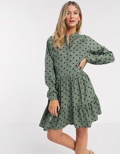 Зеленое платье-рубашка в горошек mbyM-Зеленый