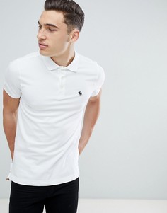 Белая облегающая эластичная футболка-поло Abercrombie & Fitch-Белый