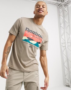 Коричневая футболка с принтом Reebok-Бежевый