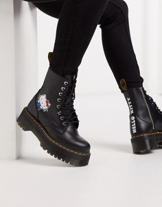 Черные ботильоны на массивной подошве Dr Martens x Hello Kitty-Черный