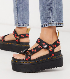 Черные сандалии на массивной подошве с бантом Dr Martens x Hello Kitty-Черный