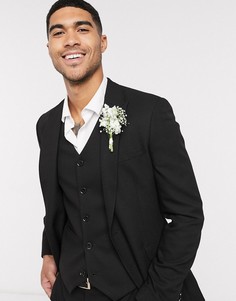 Черный фактурный пиджак приталенного кроя ASOS DESIGN wedding