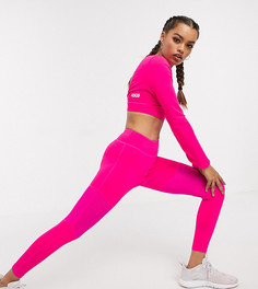 Леггинсы с завышенной талией и сетчатыми вставками ASOS 4505 Petite-Розовый