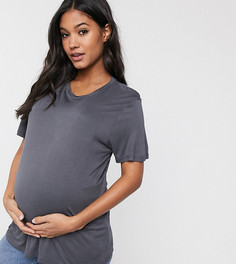 Темно-серая двухслойная футболка для кормления ASOS DESIGN Maternity-Серый