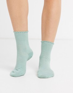 Блестящие носки мятного цвета Pieces-Зеленый