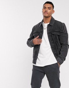 Выбеленная черная джинсовая куртка классического кроя ASOS DESIGN-Черный