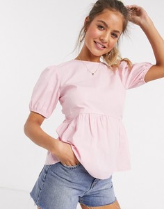 Розовая блузка с объемными рукавами New Look-Розовый
