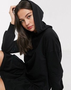 Черное платье-худи с асимметричным подолом ASOS DESIGN-Черный