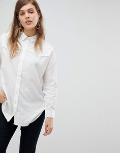 Повседневная oversize-рубашка с длинными рукавами ASOS DESIGN-Кремовый