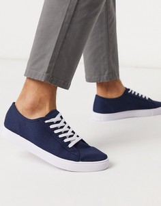 Темно-синие парусиновые кроссовки для широкой стопы ASOS DESIGN-Темно-синий
