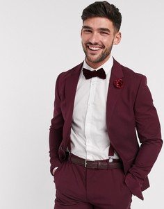Бордовый приталенный пиджак ASOS DESIGN wedding-Красный