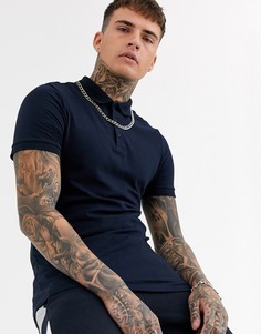 Темно-синее трикотажное поло из органического хлопка ASOS DESIGN-Темно-синий