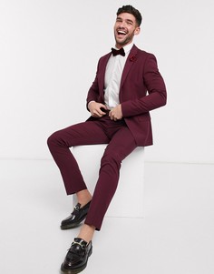 Бордовые брюки скинни ASOS DESIGN wedding-Красный