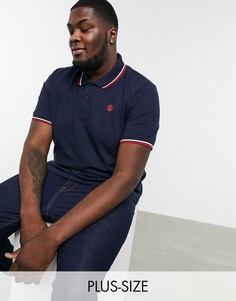 Темно-синее узкое поло с окантовкой и логотипом Jack & Jones Essentials-Темно-синий