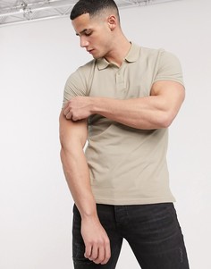 Бежевое приталенное поло с логотипом Jack & Jones Essentials-Бежевый