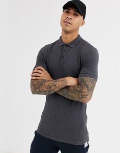 Темно-серое обтягивающее меланжевое поло ASOS DESIGN-Серый