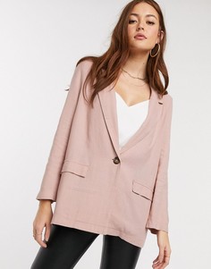 Пиджак из ткани с добавлением льна ASOS DESIGN-Розовый