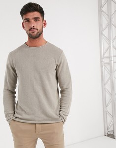 Трикотажный джемпер песочного цвета с круглым вырезом Jack & Jones Premium-Светло-коричневый