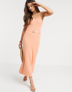 Трикотажное платье миди с поясом Fashion Union-Оранжевый