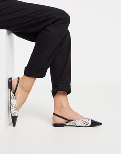 Белые твидовые балетки с ремешком через пятку ASOS DESIGN-Мульти