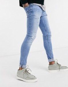 Голубые джинсы скинни с потертостями Jack & Jones Intelligence-Синий