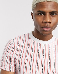 Облегающая футболка из органического хлопка в полоску с надписью ASOS DESIGN-Белый