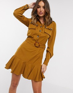 Платье мини в стиле милитари Never Fully Dressed-Зеленый