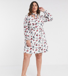 Платье с цветочным принтом, запахом и завязкой Fashion Union Plus-Белый