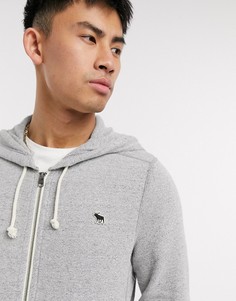 Худи на молнии с логотипом Abercrombie & Fitch-Серый