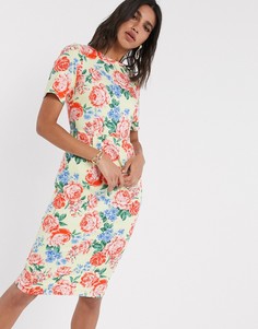 Платье миди с цветочным принтом ASOS DESIGN-Мульти