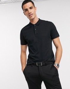 Черное поло зауженного кроя из органического хлопка Selected Homme-Черный