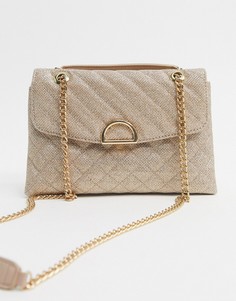 Стеганая сумка на плечо с цепочкой золотистого цвета Accessorize-Золотой