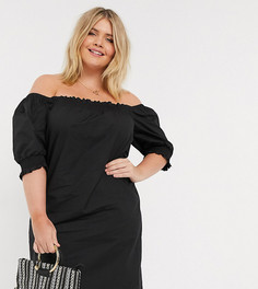 Платье мини с пышными рукавами Fashion Union Plus-Черный