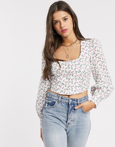 Топ на пуговицах с объемными рукавами Fashion Union-Белый