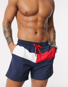 Темно-синие шорты для плавания средней длины с логотипом-флагом Tommy Hilfiger-Темно-синий