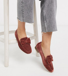 Бархатные лоферы для широкой стопы с бантами ASOS DESIGN-Светло-коричневый