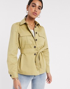 Куртка оливкового цвета с завязкой на талии Vero Moda-Зеленый