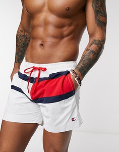 Белые шорты для плавания средней длины с крупным логотипом-флагом Tommy Hilfiger-Белый