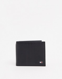 Черный кошелек с логотипом и зажимом Tommy Hilfiger
