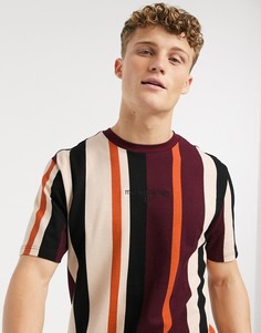 Бордовая футболка в фактурную полоску River Island-Красный