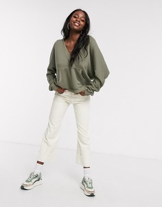 Худи цвета хаки Free People-Зеленый