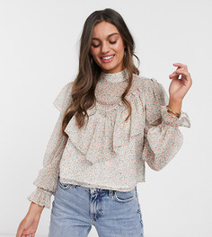 Блузка с оборками и цветочным принтом Miss Selfridge Petite-Мульти