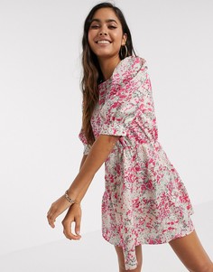 Розовое платье мини с цветочным принтом Vero Moda-Мульти