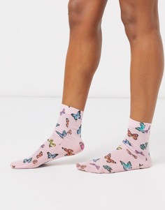 Носки с принтом в виде бабочек ASOS DESIGN-Мульти