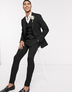 Черный фактурный жилет приталенного кроя ASOS DESIGN wedding