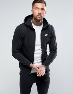 Худи черного цвета на молнии Nike Club-Черный