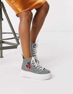 Высокие кроссовки на массивной подошве в черно-белую клетку ASOS DESIGN-Мульти