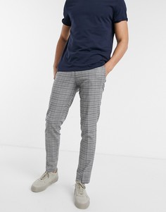 Серые строгие узкие брюки в клетку Jack & Jones Intelligence-Серый