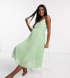 Зеленое платье миди на бретелях с кулиской ASOS DESIGN Maternity-Зеленый